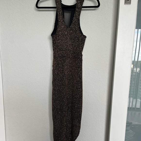 Gold and Black Windsor Asymmetrical Dress - Picture 2 of 2